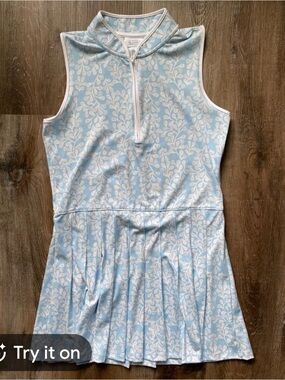 SIGRID OLSEN Golf & Tennis Dress~Ladies Size Large blue & white~floral
